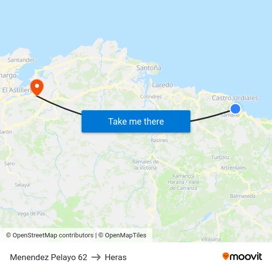 Menendez Pelayo 62 to Heras map