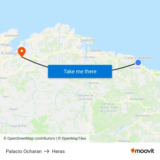 Palacio Ocharan to Heras map