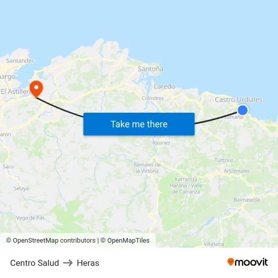 Centro Salud to Heras map