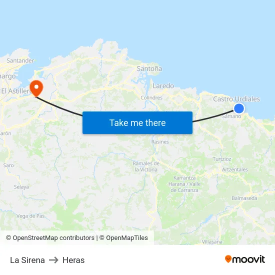 La Sirena to Heras map