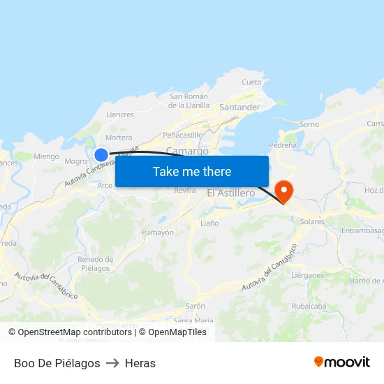 Boo De Piélagos to Heras map