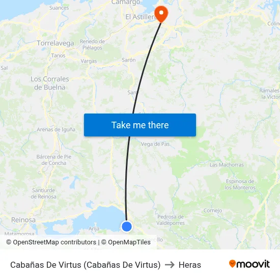Cabañas De Virtus (Cabañas De Virtus) to Heras map