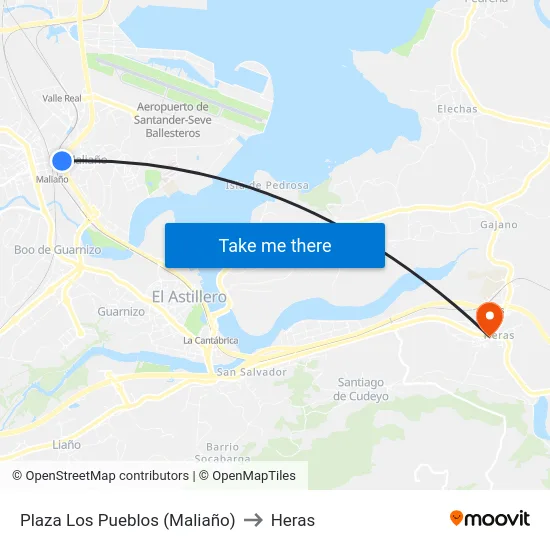 Plaza Los Pueblos (Maliaño) to Heras map