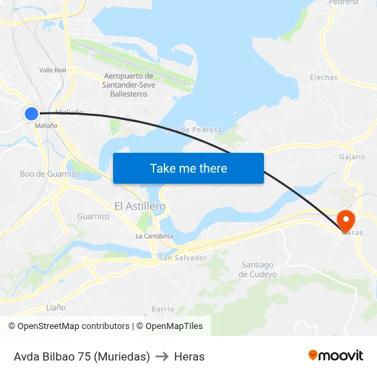 Avda Bilbao 75 (Muriedas) to Heras map