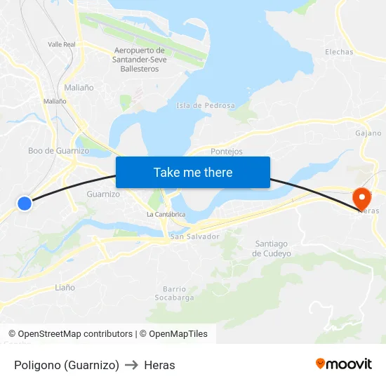 Poligono (Guarnizo) to Heras map