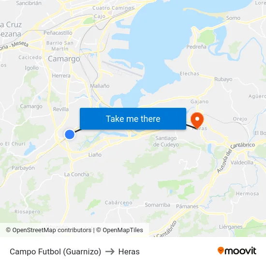 Campo Futbol (Guarnizo) to Heras map