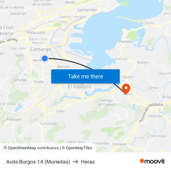 Avda Burgos 14 (Muriedas) to Heras map