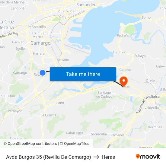 Avda Burgos 35 (Revilla De Camargo) to Heras map