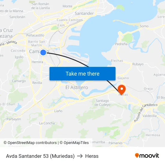 Avda Santander 53 (Muriedas) to Heras map