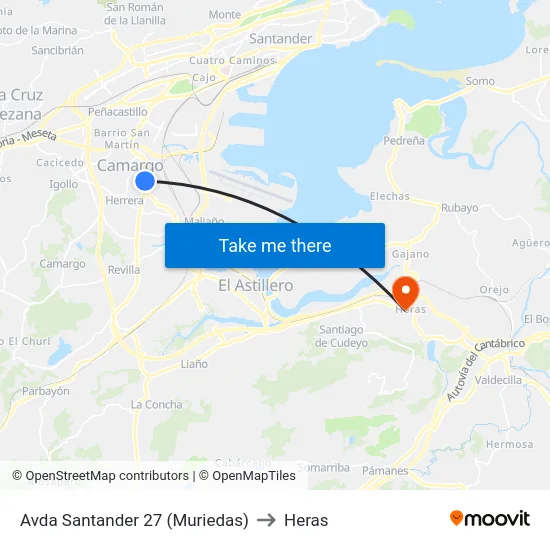 Avda Santander 27 (Muriedas) to Heras map