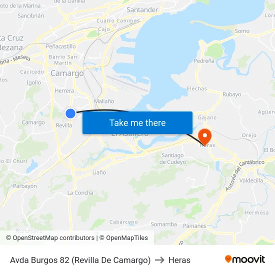 Avda Burgos 82 (Revilla De Camargo) to Heras map