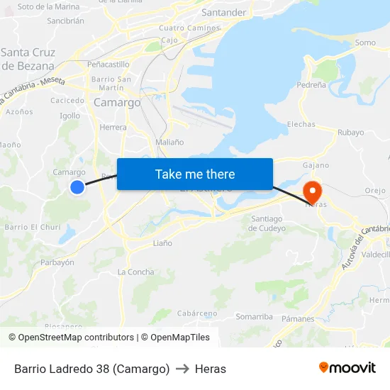 Barrio Ladredo 38 (Camargo) to Heras map