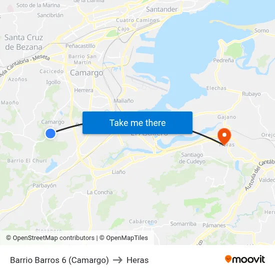 Barrio Barros 6 (Camargo) to Heras map