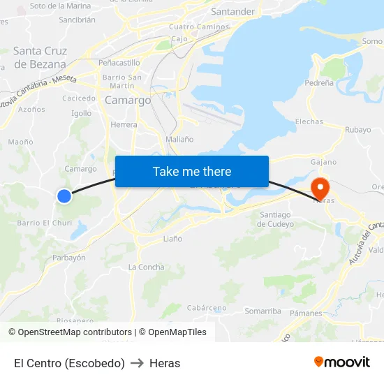 El Centro (Escobedo) to Heras map