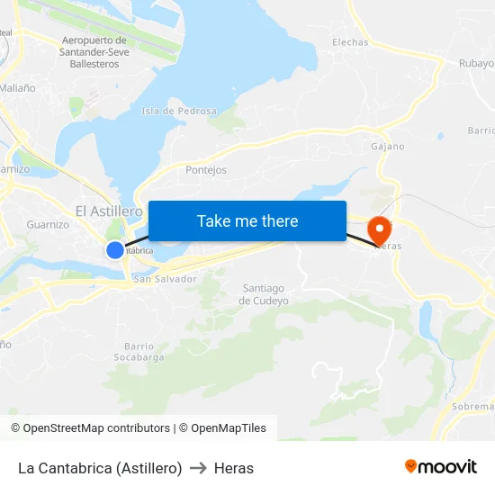 La Cantabrica (Astillero) to Heras map