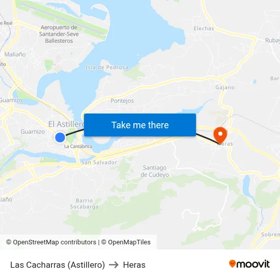 Las Cacharras (Astillero) to Heras map