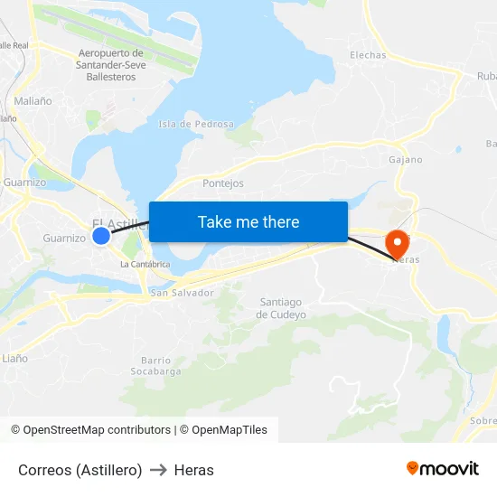Correos (Astillero) to Heras map