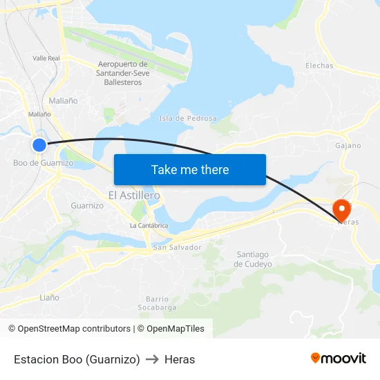 Estacion Boo (Guarnizo) to Heras map