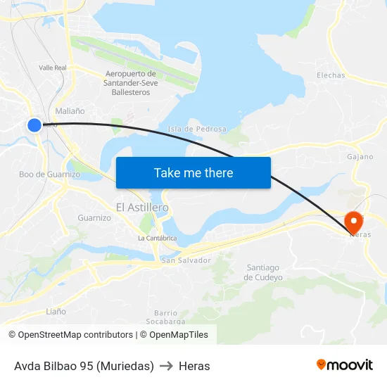 Avda Bilbao 95 (Muriedas) to Heras map