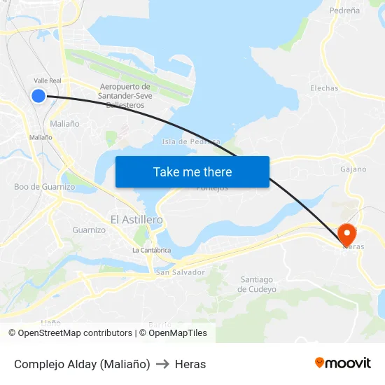 Complejo Alday (Maliaño) to Heras map