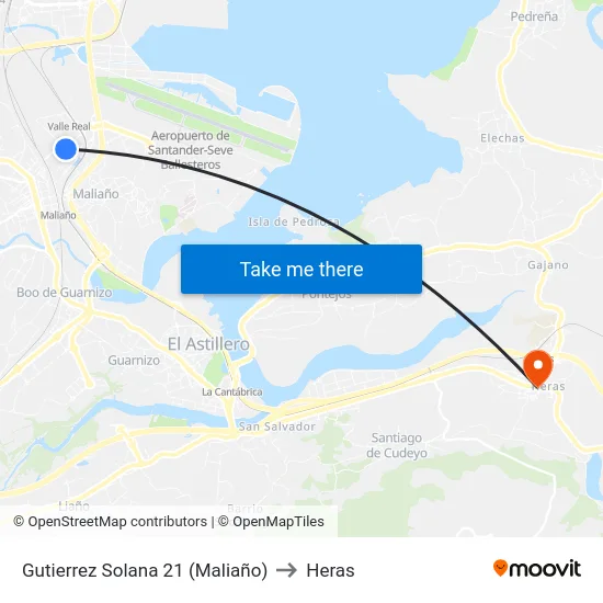 Gutierrez Solana 21 (Maliaño) to Heras map
