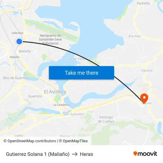 Gutierrez Solana 1 (Maliaño) to Heras map