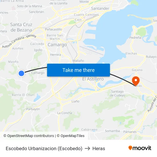 Escobedo Urbanizacion (Escobedo) to Heras map