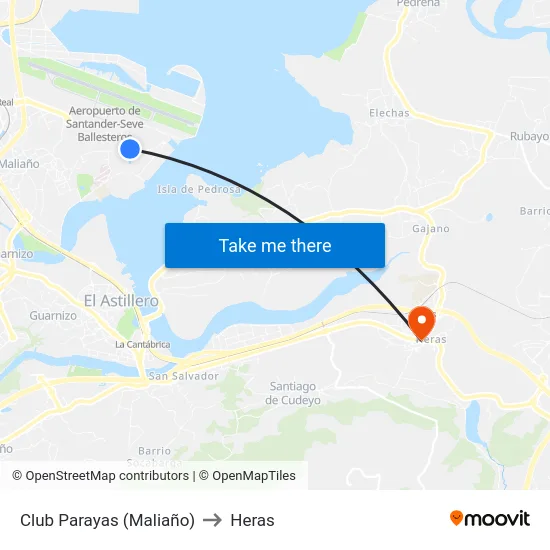 Club Parayas (Maliaño) to Heras map