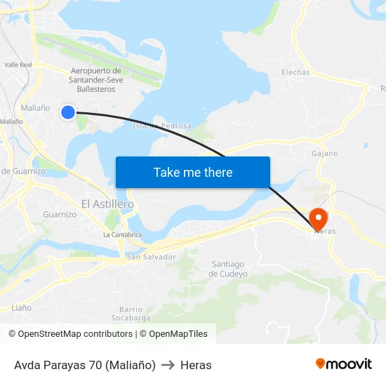 Avda Parayas 70 (Maliaño) to Heras map