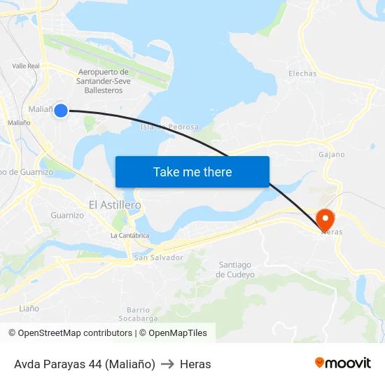 Avda Parayas 44 (Maliaño) to Heras map