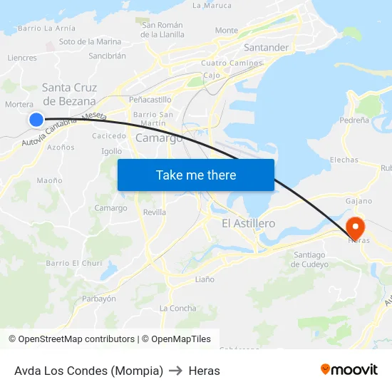 Avda Los Condes (Mompia) to Heras map