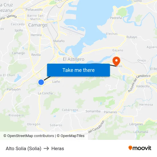 Alto Solia (Solia) to Heras map