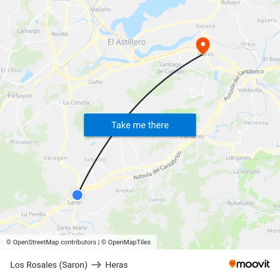 Los Rosales (Saron) to Heras map