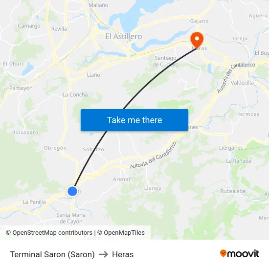 Terminal Saron (Saron) to Heras map