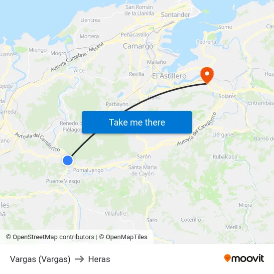 Vargas (Vargas) to Heras map