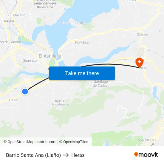 Barrio Santa Ana (Liaño) to Heras map