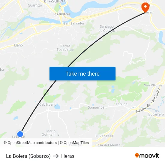 La Bolera (Sobarzo) to Heras map