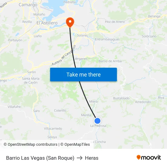 Barrio Las Vegas (San Roque) to Heras map