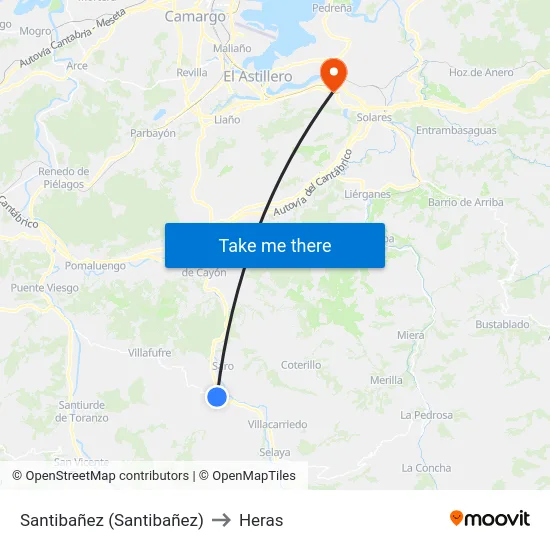 Santibañez (Santibañez) to Heras map