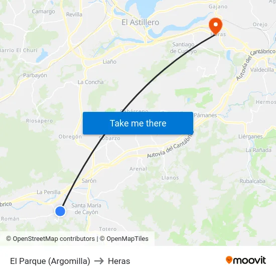 El Parque (Argomilla) to Heras map