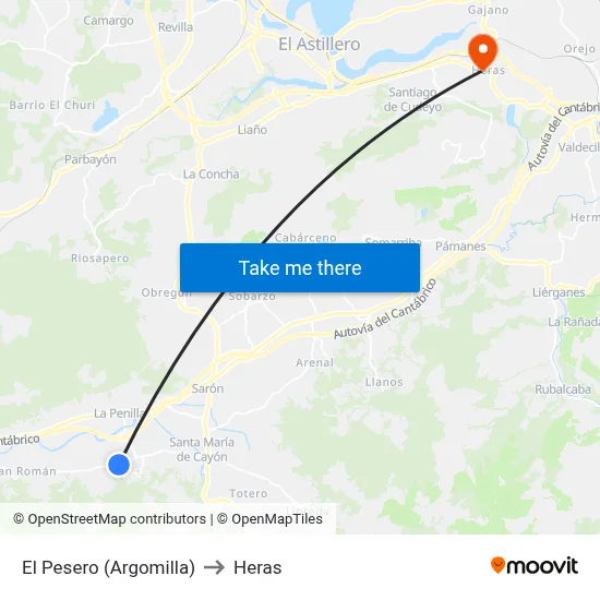 El Pesero (Argomilla) to Heras map