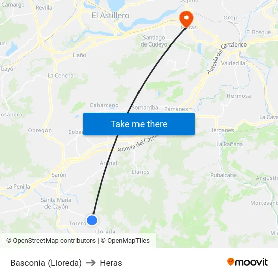Basconia (Lloreda) to Heras map