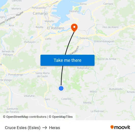 Cruce Esles (Esles) to Heras map