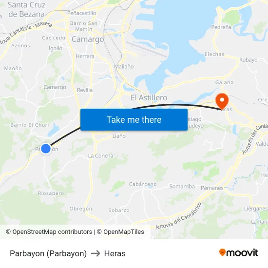 Parbayon (Parbayon) to Heras map