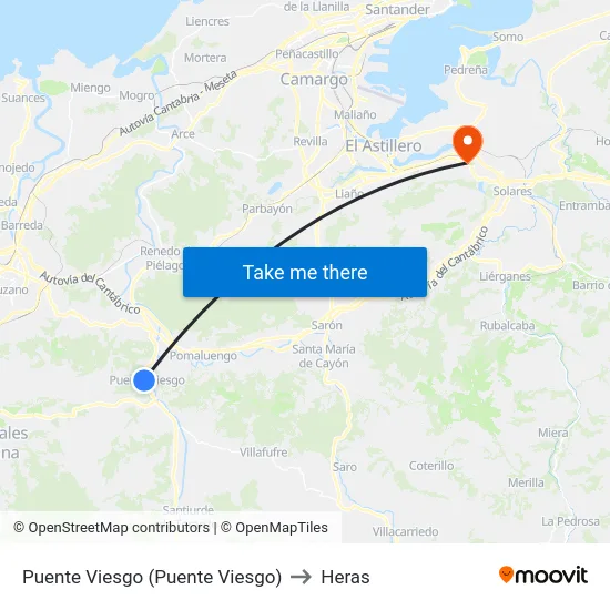 Puente Viesgo (Puente Viesgo) to Heras map