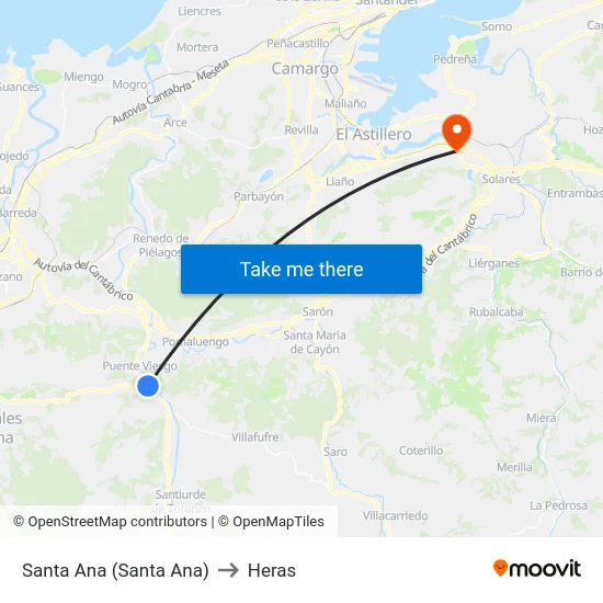 Santa Ana (Santa Ana) to Heras map