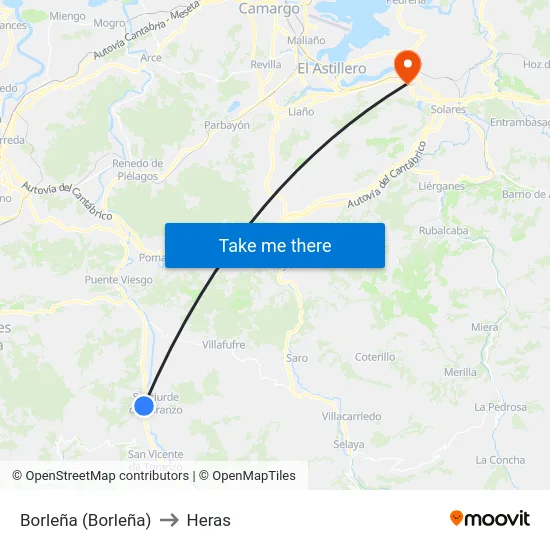 Borleña (Borleña) to Heras map