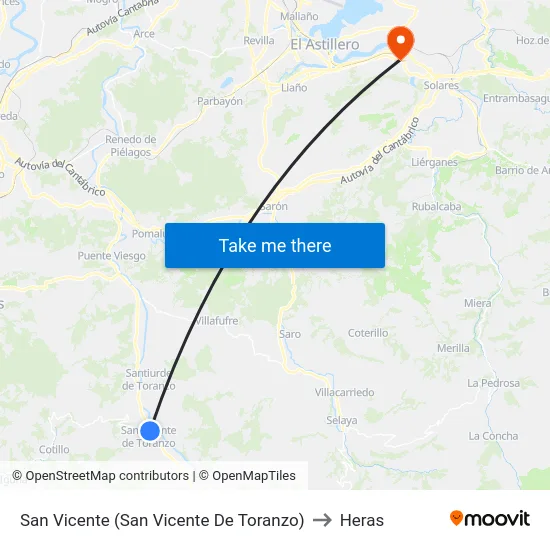 San Vicente (San Vicente De Toranzo) to Heras map