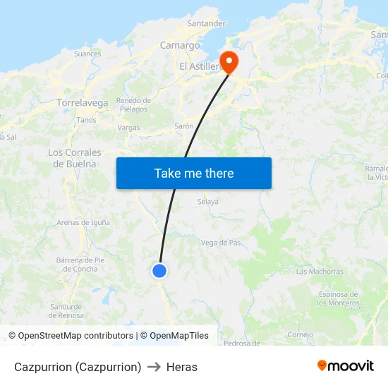 Cazpurrion (Cazpurrion) to Heras map