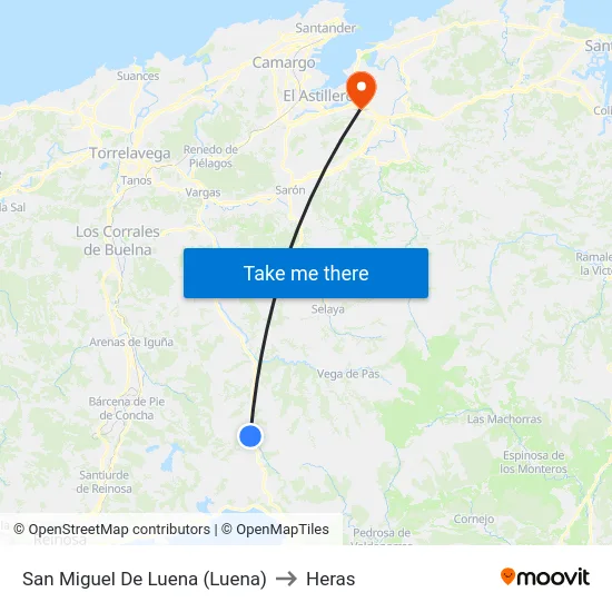 San Miguel De Luena (Luena) to Heras map